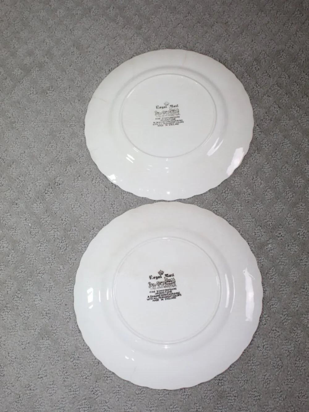 Set of 2 Royal Mail Staffordshire Ware Brown White 9.75